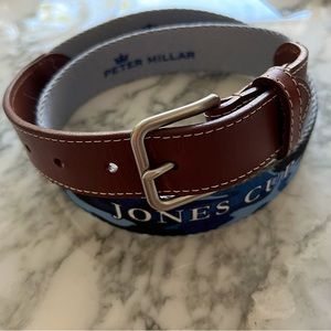 Peter Millar Men’s Woven Belt Blue Camouflage & Trophy Cup- Cotton & Leather